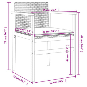 vidaXL Gartenstühle mit Kissen 2 Stk. Grau Poly Rattan Massivholz