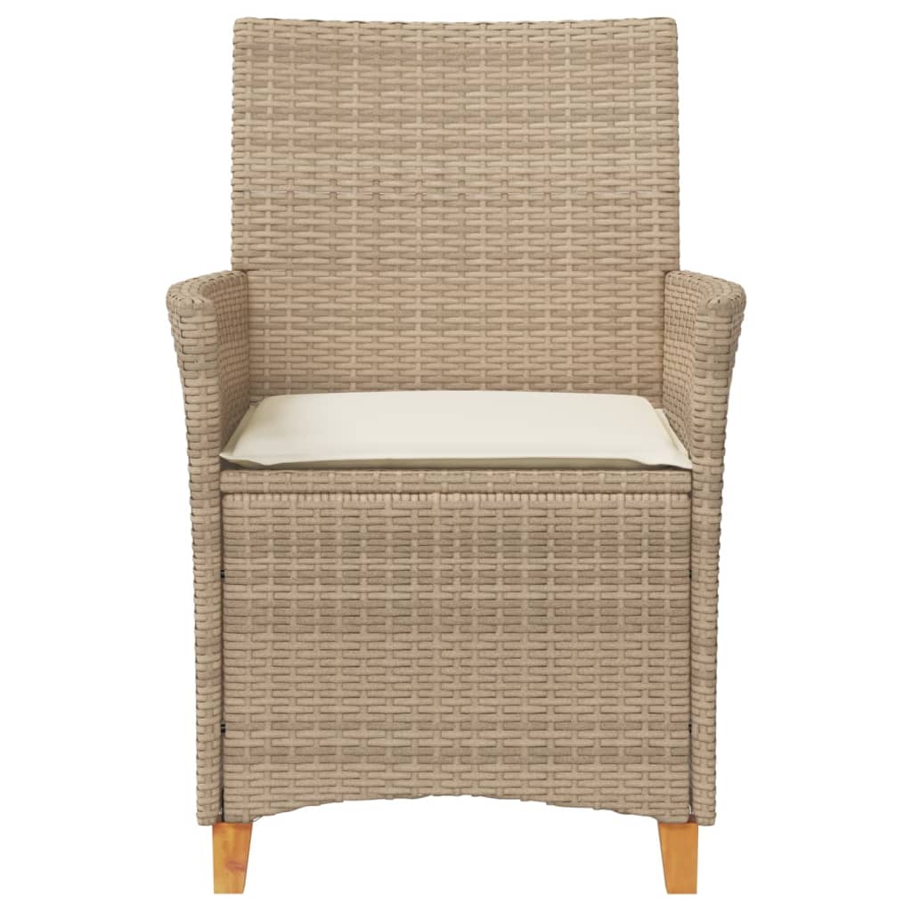 vidaXL Gartenstühle mit Kissen 2 Stk. Beige Poly Rattan Massivholz