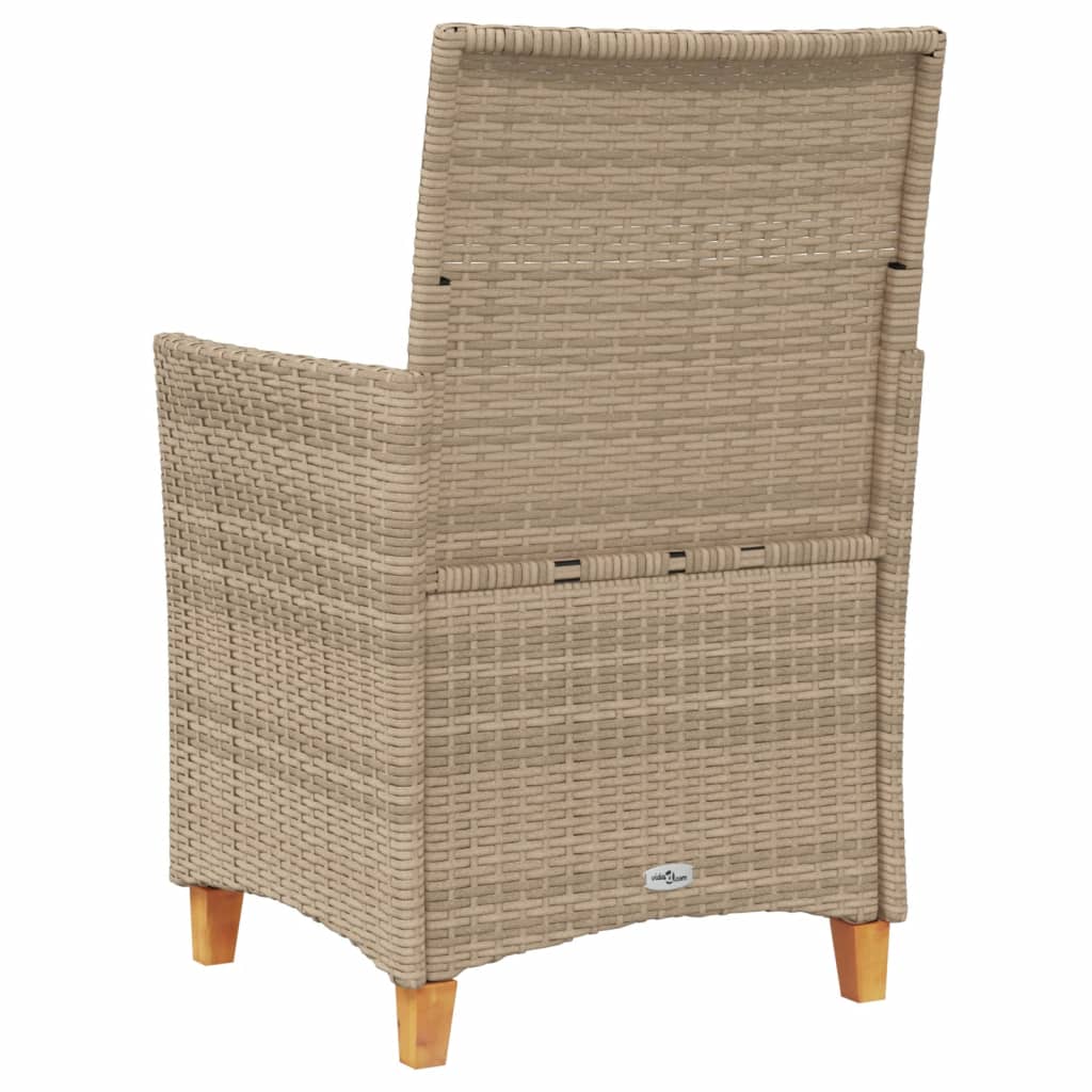 vidaXL Gartenstühle mit Kissen 2 Stk. Beige Poly Rattan Massivholz