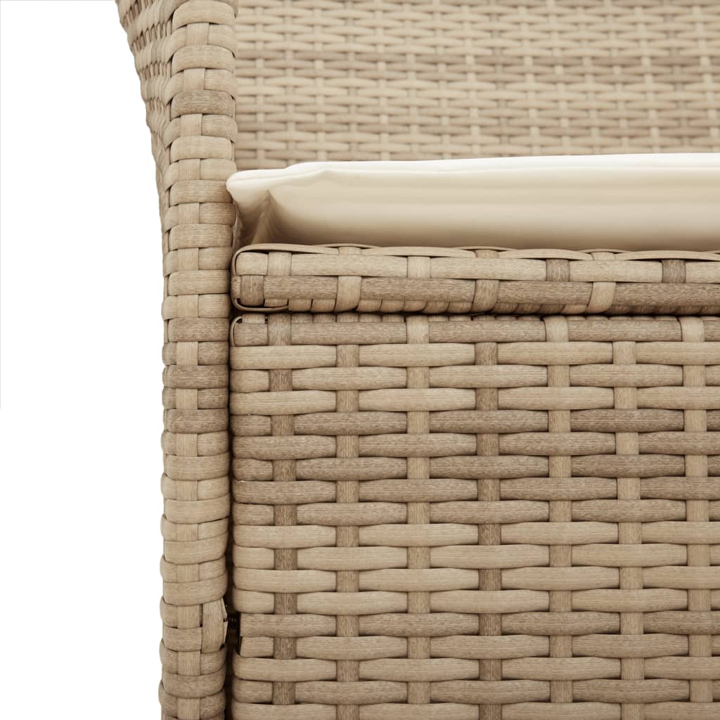 vidaXL Gartenstühle mit Kissen 2 Stk. Beige Poly Rattan Massivholz