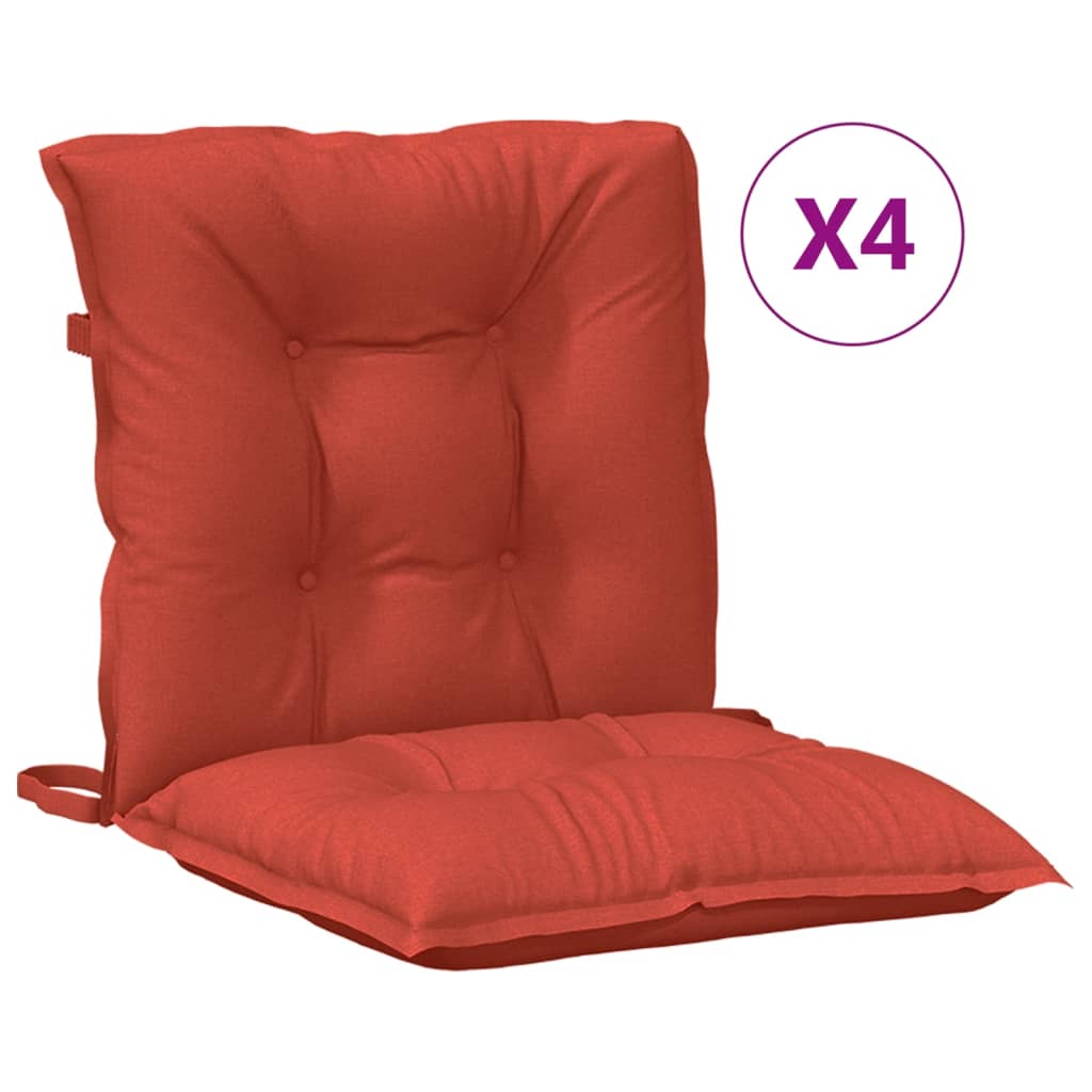 vidaXL Niedriglehner-Auflagen 4 Stk. Melange Rot 100x50x7 cm Stoff