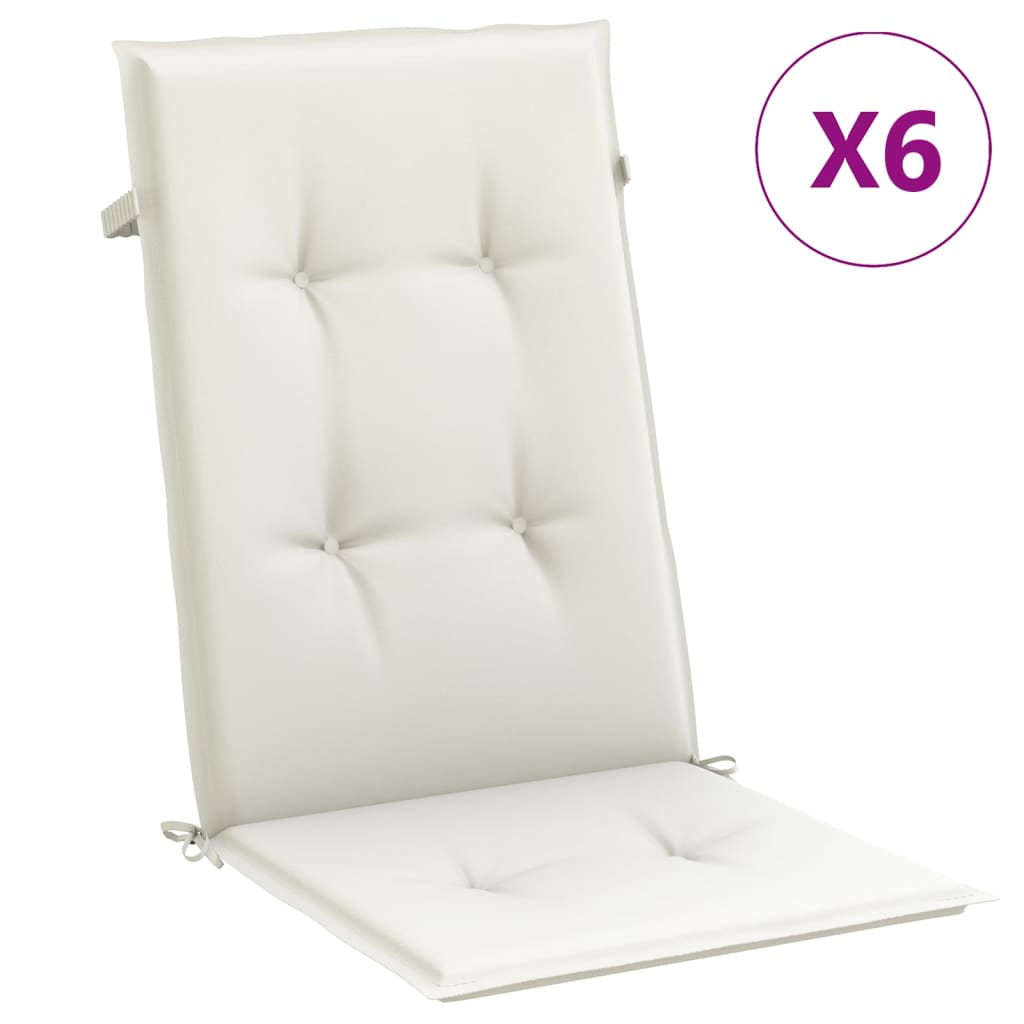 vidaXL Hochlehner-Auflagen 6 Stk. Melange Creme 120x50x4 cm Stoff