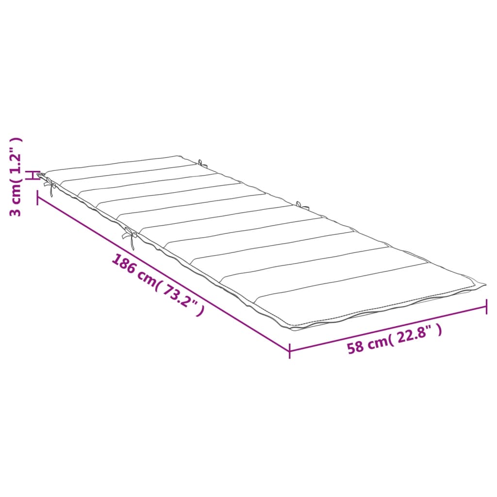 vidaXL Sonnenliegen-Auflage Melange Hellgrau 186x58x3 cm Stoff