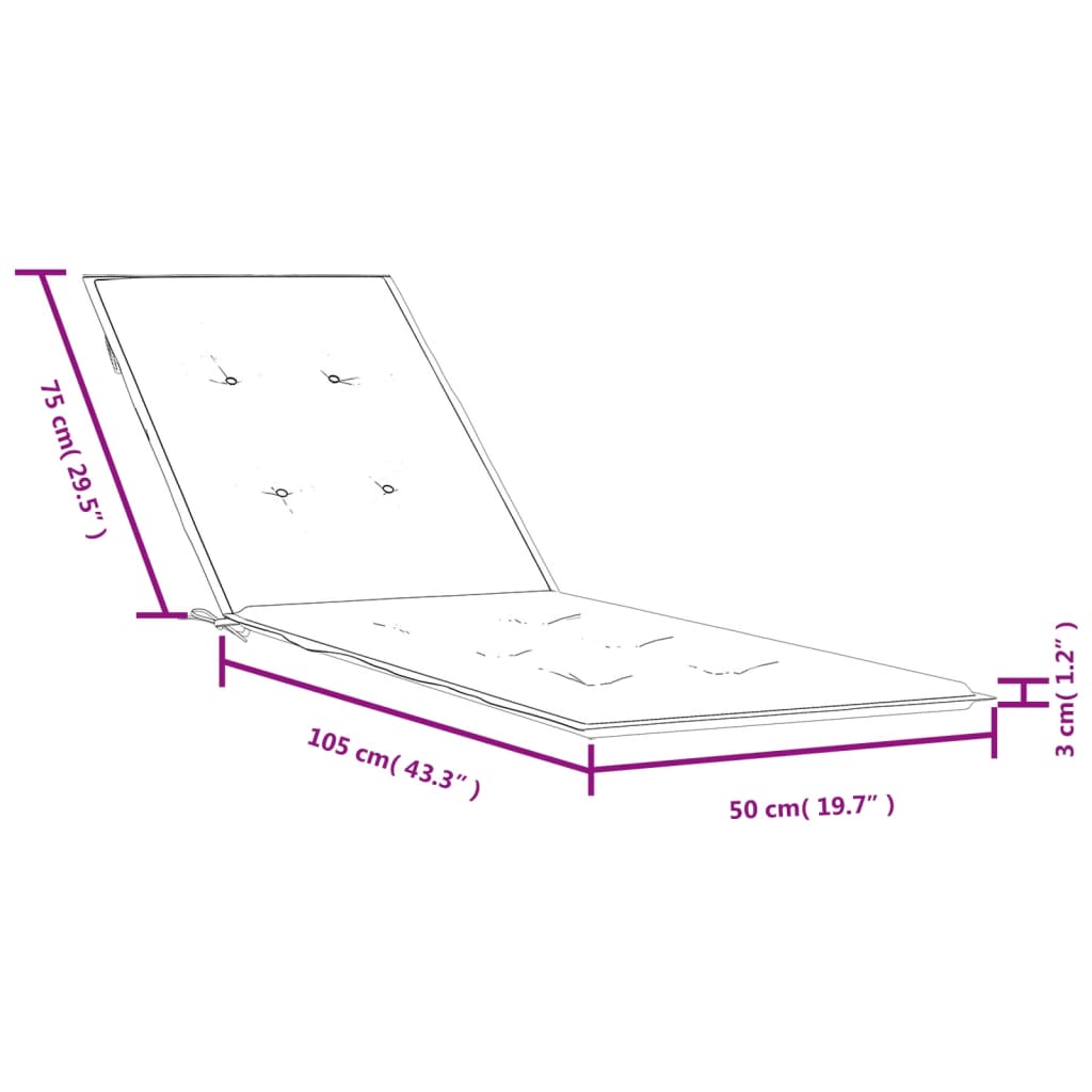 vidaXL Liegestuhl-Auflage Melange Dunkelgrau (75+105)x50x3 cm Stoff