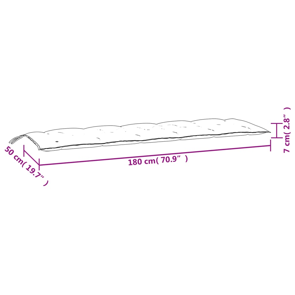 vidaXL Gartenbank-Auflage Melange Weinrot 180x50x7 cm Stoff