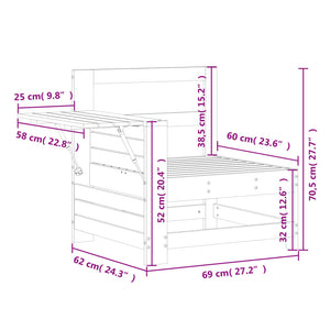 vidaXL Gartensofa mit Armlehne und Beistelltisch Massivholz Kiefer