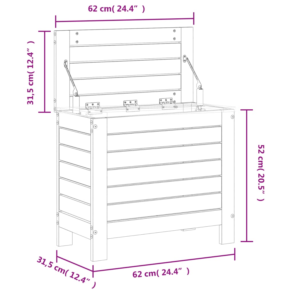 vidaXL Gartenhocker 62x31,5x52 cm Massivholz Douglasie