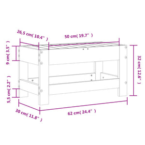 vidaXL Gartenhocker 62x30x32 cm Massivholz Kiefer