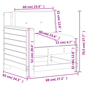 vidaXL Gartensofa mit Armlehne und Kissen Weiß Massivholz Kiefer