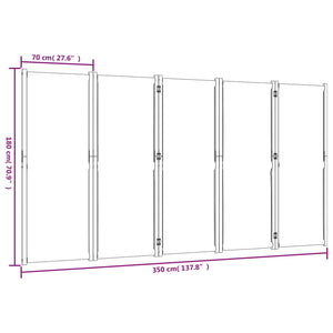 5-tlg. Paravent Hellgrau 350x180 cm Stilecasa