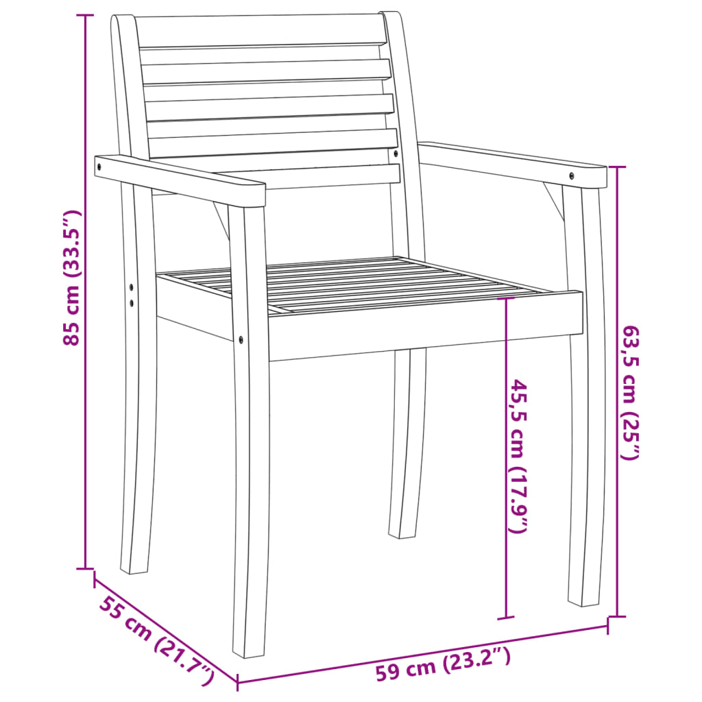 vidaXL Gartenstühle 2 Stk. 59x55x85 cm Massivholz Akazie