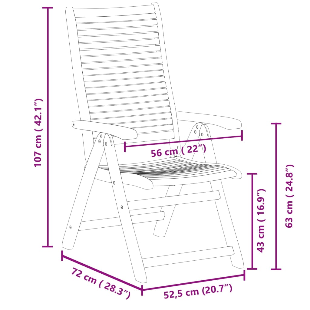 vidaXL Gartenstühle 2 Stk. Klappbar Verstellbar Massivholz Akazie