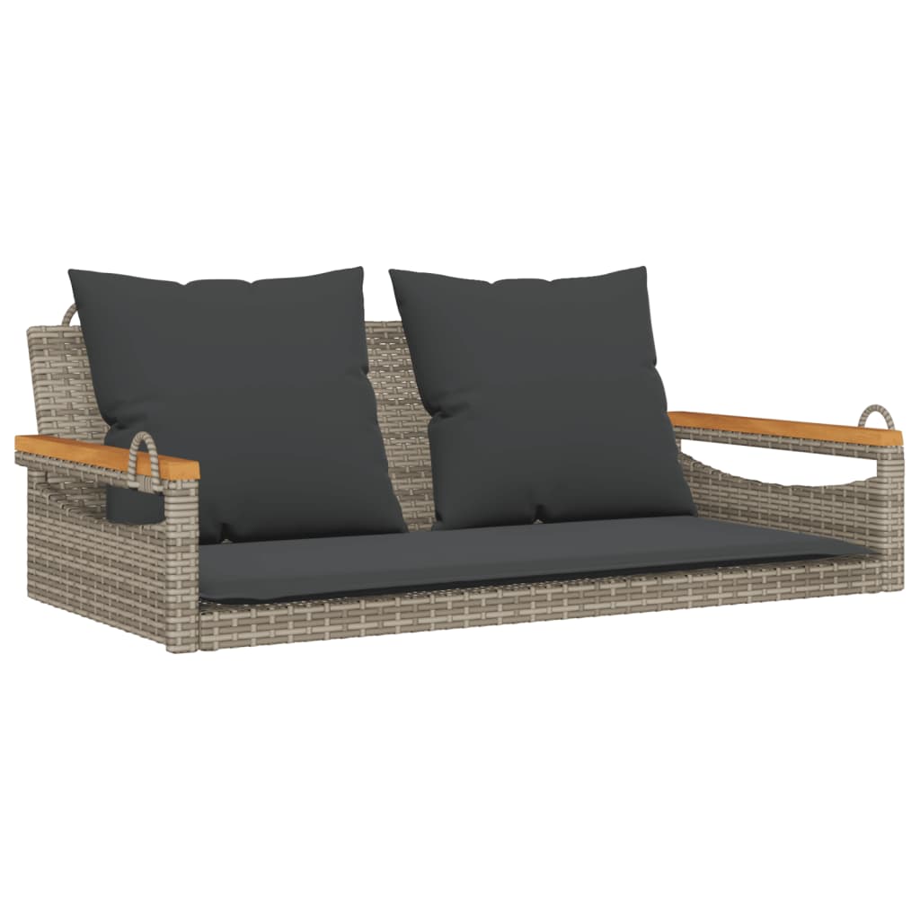 vidaXL Hängebank mit Kissen Grau 109x62x40 cm Poly Rattan