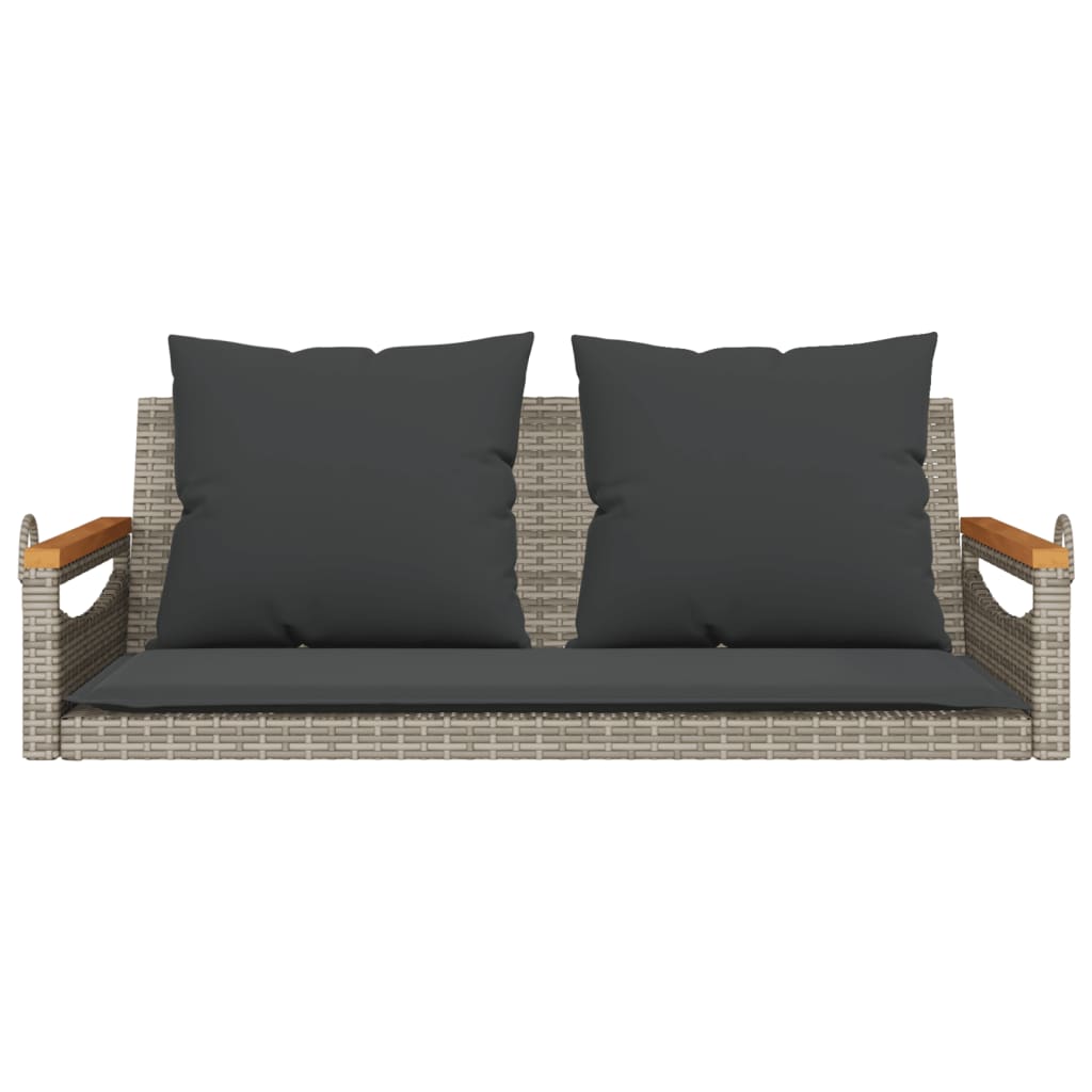 vidaXL Hängebank mit Kissen Grau 109x62x40 cm Poly Rattan