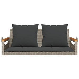 vidaXL Hängebank mit Kissen Grau 109x62x40 cm Poly Rattan