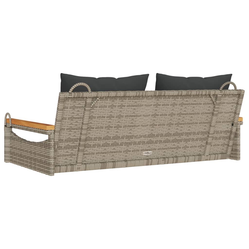 vidaXL Hängebank mit Kissen Grau 109x62x40 cm Poly Rattan