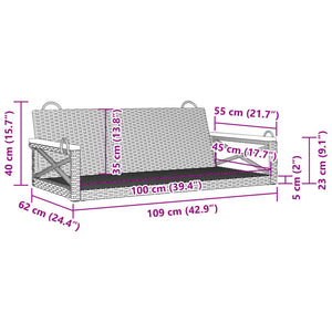 vidaXL Hängebank Beige 109x62x40 cm Poly Rattan