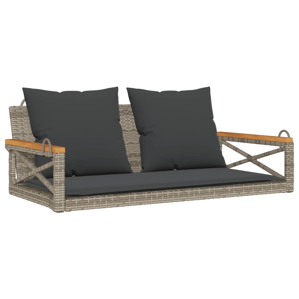 vidaXL Hängebank mit Kissen Grau 109x62x40 cm Poly Rattan