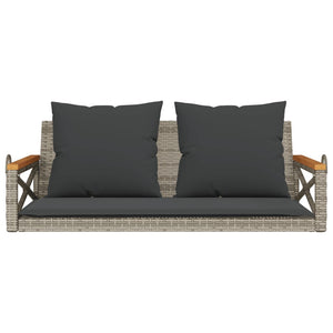 vidaXL Hängebank mit Kissen Grau 109x62x40 cm Poly Rattan