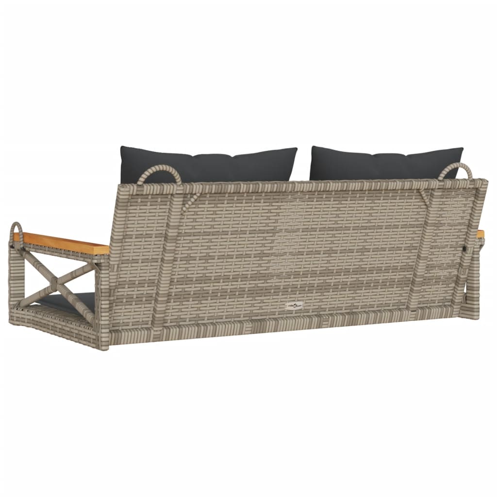 vidaXL Hängebank mit Kissen Grau 109x62x40 cm Poly Rattan