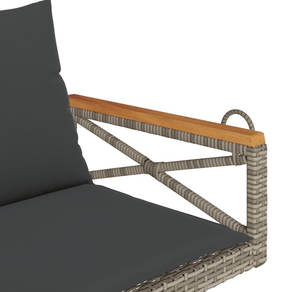 vidaXL Hängebank mit Kissen Grau 109x62x40 cm Poly Rattan