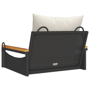 vidaXL Hängesessel mit Kissen Schwarz 63x62x40 cm Poly Rattan