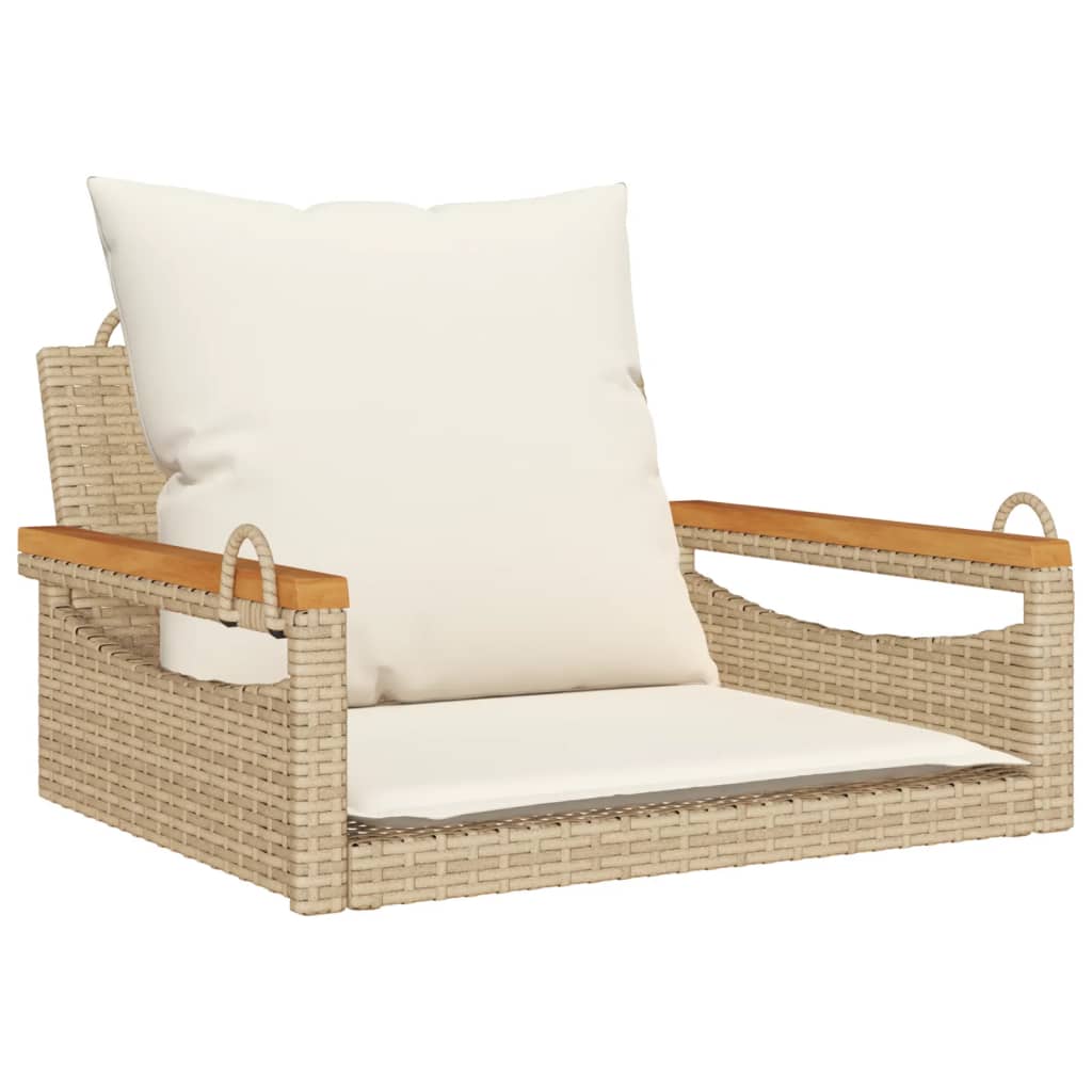 vidaXL Hängesessel mit Kissen Beige 63x62x40 cm Poly Rattan