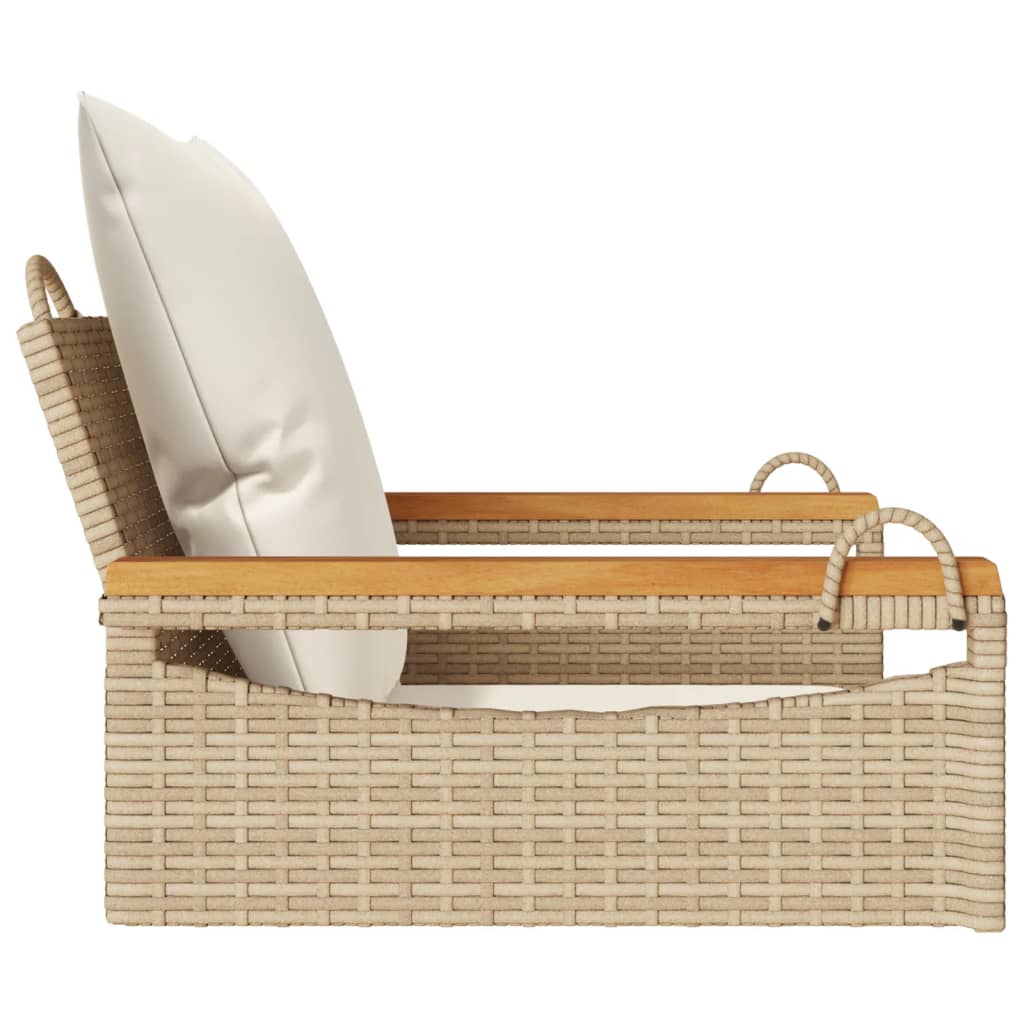 vidaXL Hängesessel mit Kissen Beige 63x62x40 cm Poly Rattan