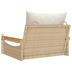 vidaXL Hängesessel mit Kissen Beige 63x62x40 cm Poly Rattan