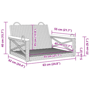 vidaXL Hängesessel Schwarz 63x62x40 cm Poly Rattan