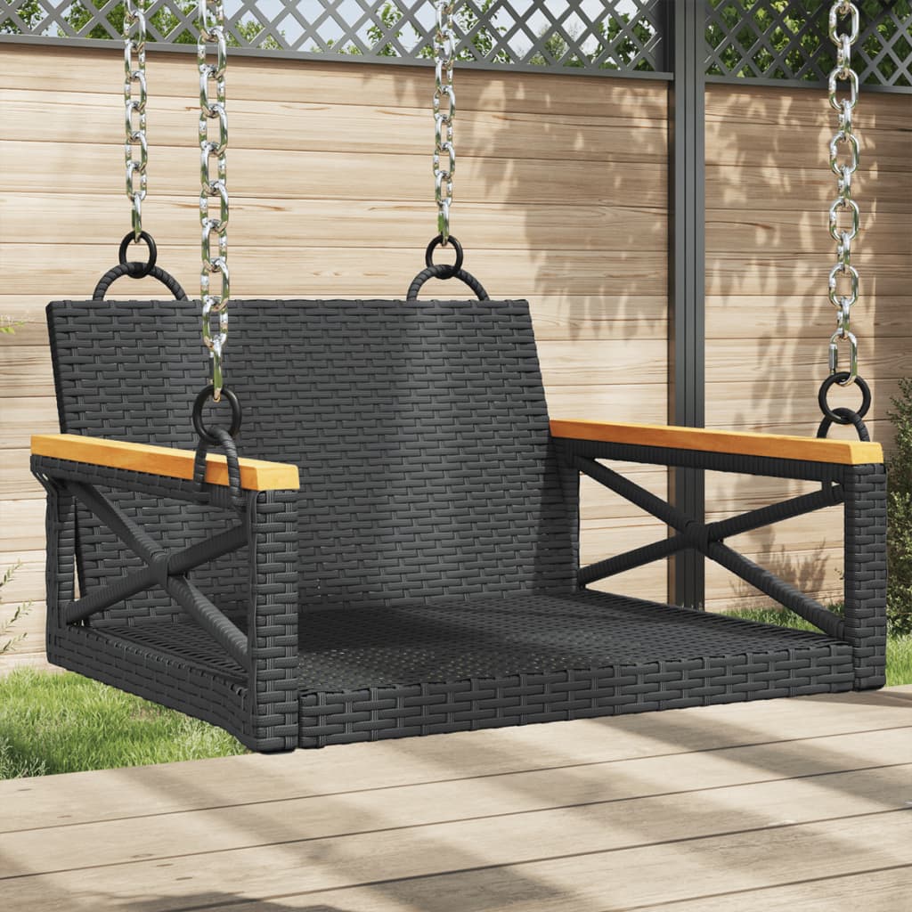 vidaXL Hängesessel Schwarz 63x62x40 cm Poly Rattan