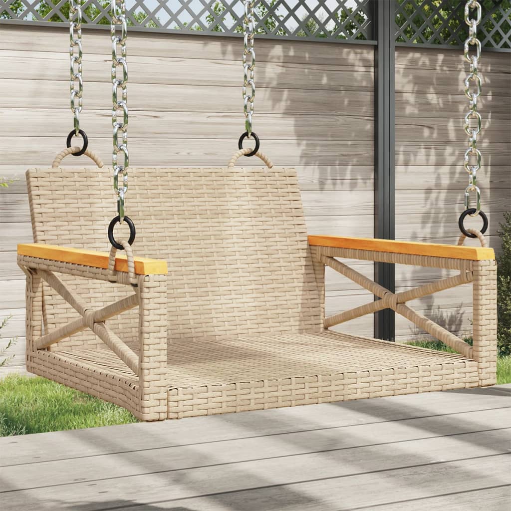 vidaXL Hängesessel Beige 63x62x40 cm Poly Rattan