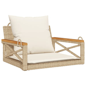 vidaXL Hängesessel mit Kissen Beige 63x62x40 cm Poly Rattan