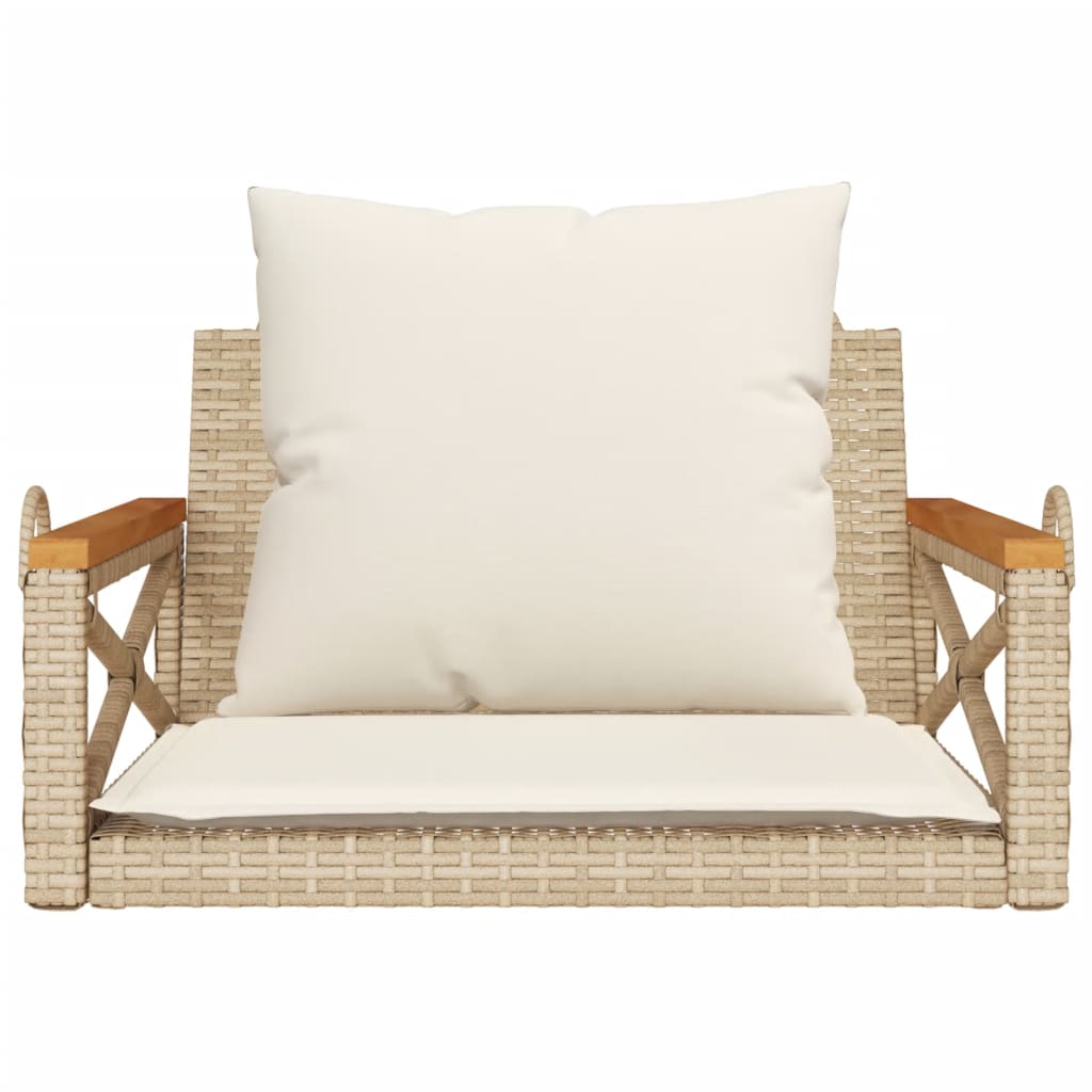 vidaXL Hängesessel mit Kissen Beige 63x62x40 cm Poly Rattan