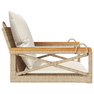 vidaXL Hängesessel mit Kissen Beige 63x62x40 cm Poly Rattan