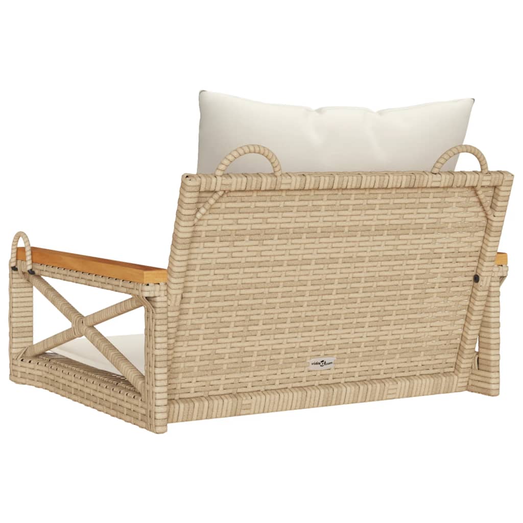 vidaXL Hängesessel mit Kissen Beige 63x62x40 cm Poly Rattan