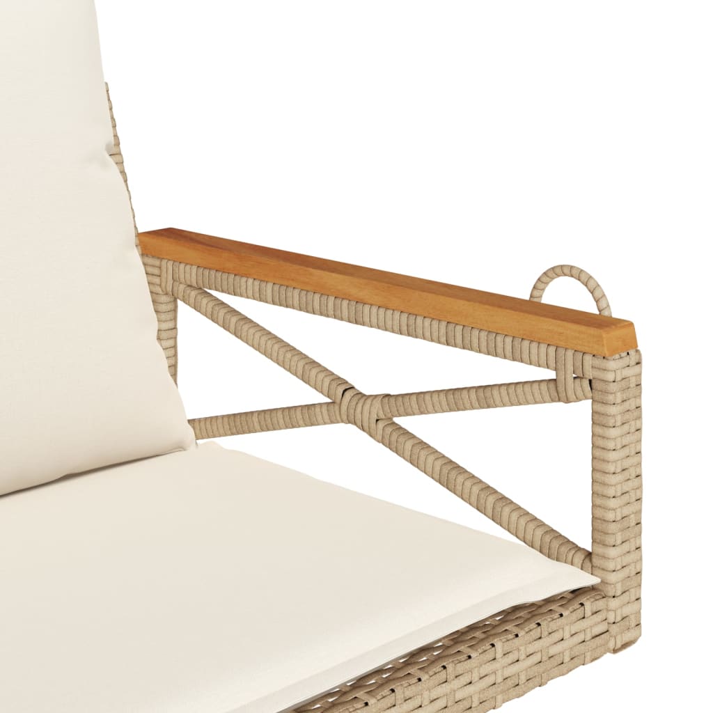 vidaXL Hängesessel mit Kissen Beige 63x62x40 cm Poly Rattan