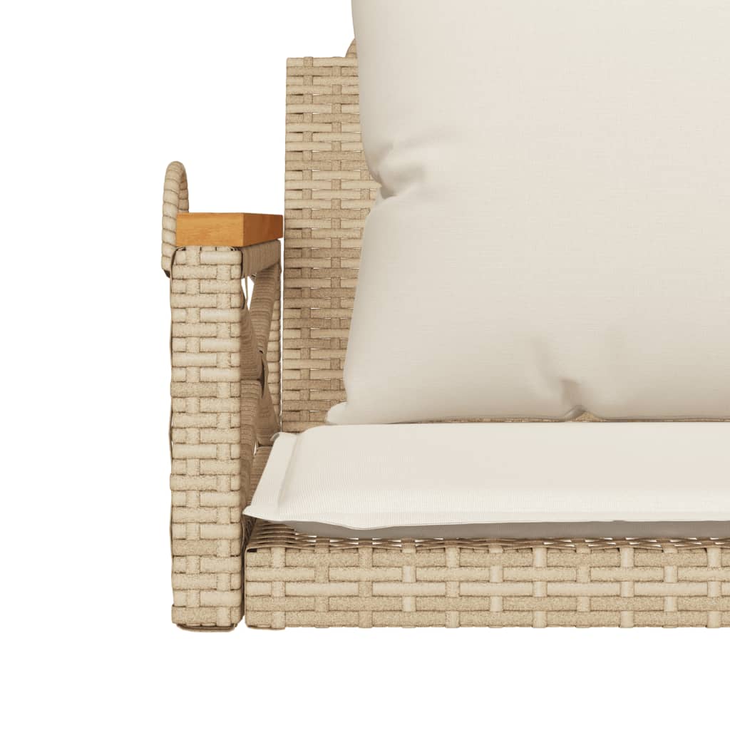 vidaXL Hängesessel mit Kissen Beige 63x62x40 cm Poly Rattan