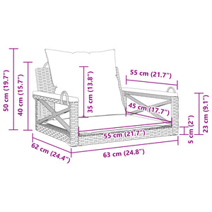 vidaXL Hängesessel mit Kissen Beige 63x62x40 cm Poly Rattan