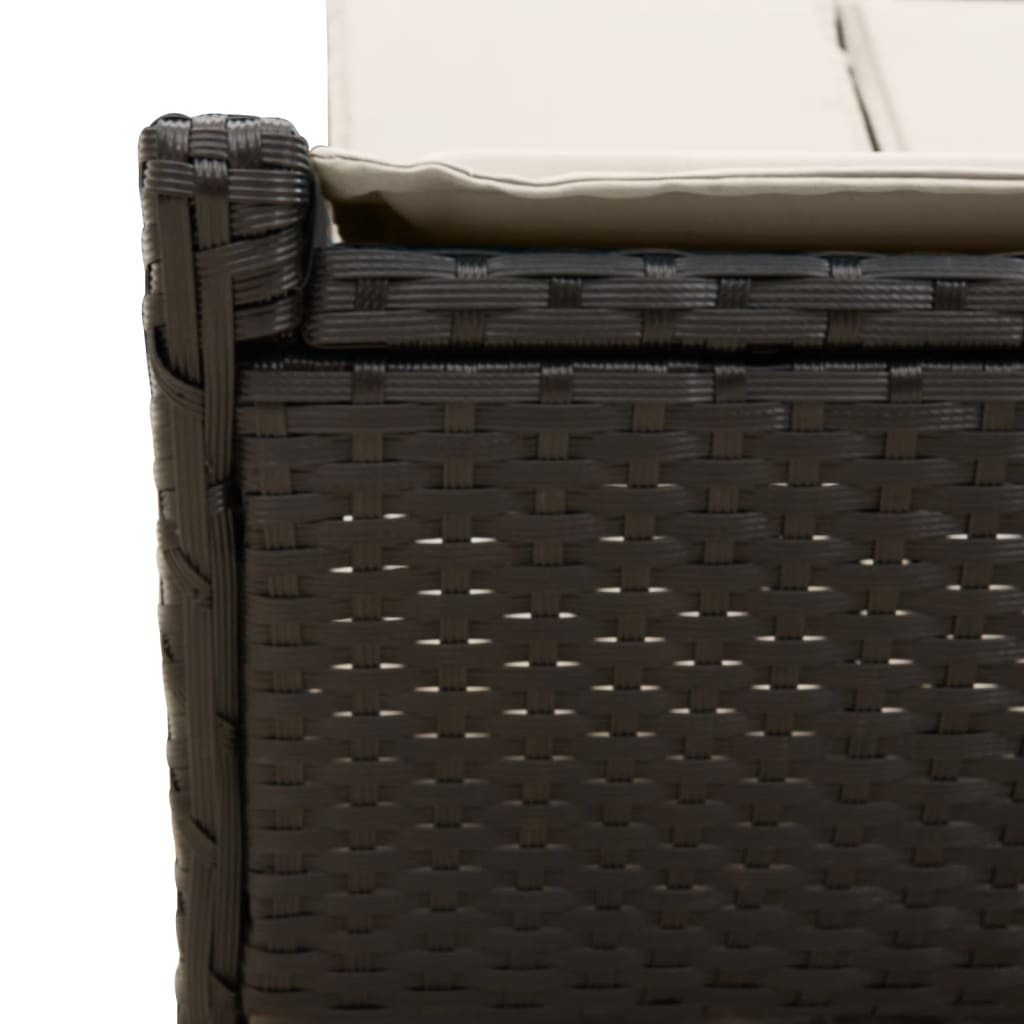 vidaXL Doppel-Sonnenliege mit Kissen Schwarz Poly Rattan