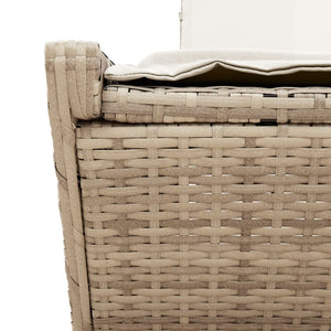 Doppel-Sonnenliege mit Auflagen Beige Poly Rattan