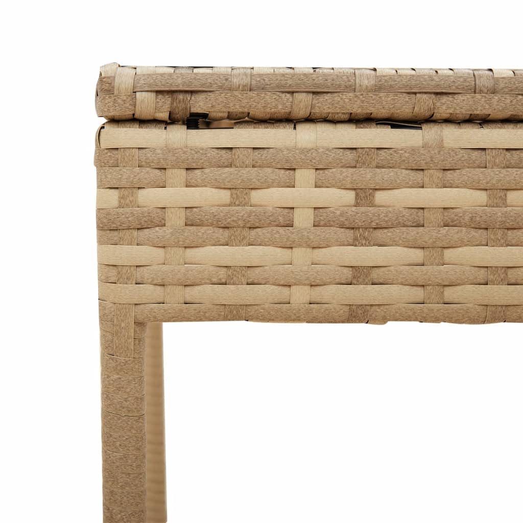 vidaXL Sonnenliege mit Dach und Tisch Beige Poly Rattan