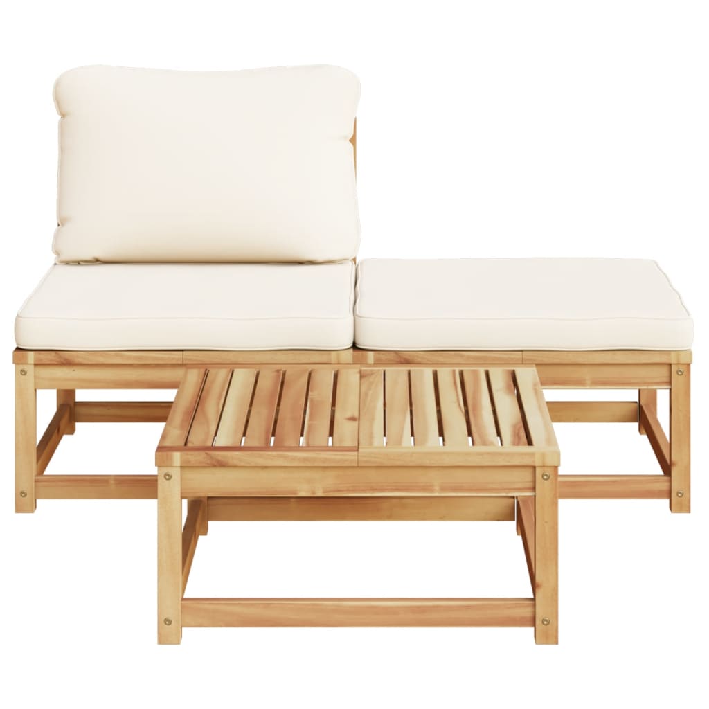 vidaXL 3-tlg. Garten-Lounge-Set mit Kissen Massivholz Akazie