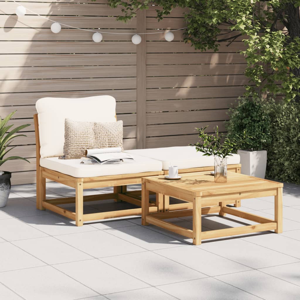 vidaXL 3-tlg. Garten-Lounge-Set mit Kissen Massivholz Akazie