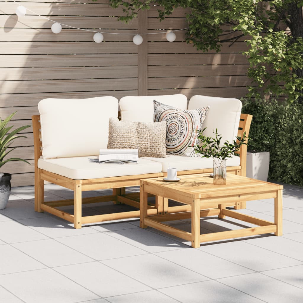 vidaXL 2-tlg. Garten-Lounge-Set mit Kissen Massivholz Akazie