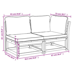 vidaXL 2-tlg. Garten-Lounge-Set mit Kissen Massivholz Akazie