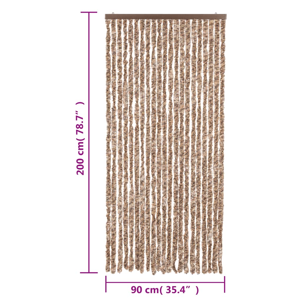 vidaXL Fliegenvorhang Beige und Dunkelbraun 90x200 cm Chenille