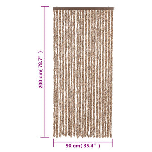 vidaXL Fliegenvorhang Beige und Dunkelbraun 90x200 cm Chenille