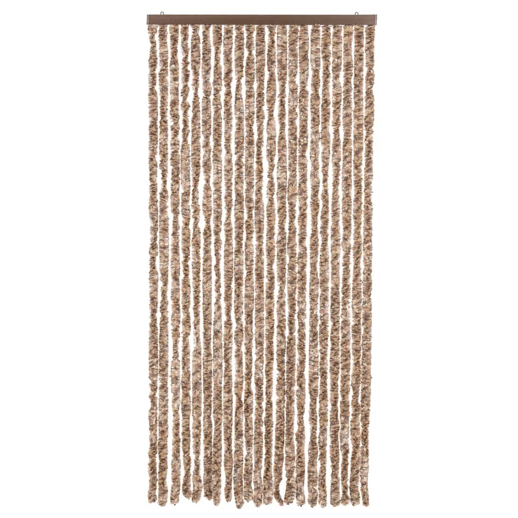 vidaXL Fliegenvorhang Beige und Dunkelbraun 100x200 cm Chenille