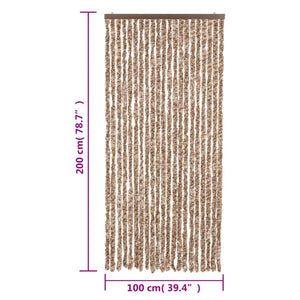 vidaXL Fliegenvorhang Beige und Dunkelbraun 100x200 cm Chenille